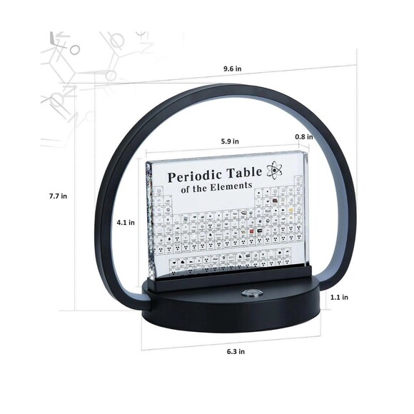 AICHONG Periodic Table LED Desk Lamp w 83 Real Elements in Acrylic Display Black - Picture 4 of 10